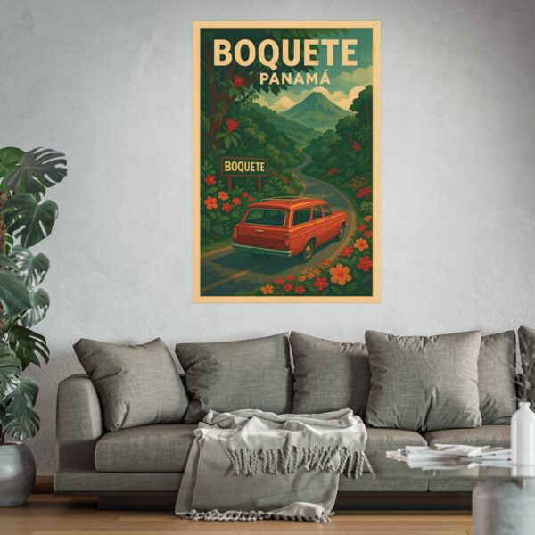 Vintage Boquete Panamá Travel Poster – Retro Scenic Wall Art, Volcán Barú & Road Trip Landscape Print - Image 3
