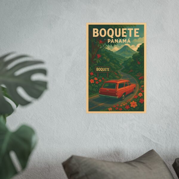 Vintage Boquete Panamá Travel Poster – Retro Scenic Wall Art, Volcán Barú & Road Trip Landscape Print - Image 8